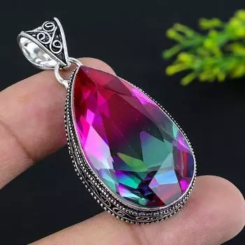 Подвеска из стерлингового серебра 925 пробы с двухцветным турмалином и драгоценным камнем 2,25 дюйма W4Y73