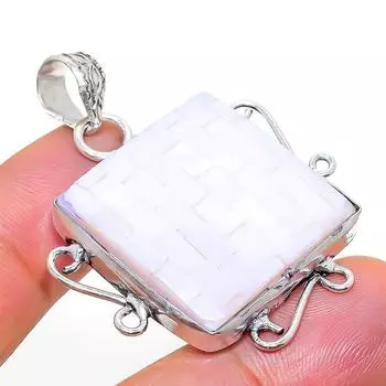 Подвеска из стерлингового серебра 925 пробы с натуральным розовым опалом ручной работы 1,85 дюйма C7w14