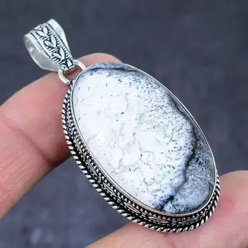 Подвеска из стерлингового серебра 925 пробы с натуральным дендритовым опалом ручной работы 2,32 дюйма r1W20