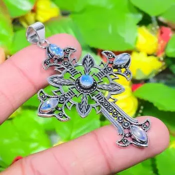 Подвеска из стерлингового серебра 925 пробы с натуральным перекрестным молочным опалом 2,68 дюйма s2B75