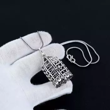 Подвеска из стерлингового серебра 925 пробы с драгоценными камнями, уникальная и элегантная хрустальная клетка, исцеляющая подвесная клетка 2.17 серебряный