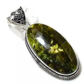 Подвеска из стерлингового серебра 925 пробы с натуральным императорским зеленым опалом ручной работы 2,56 дюйма l8E12
