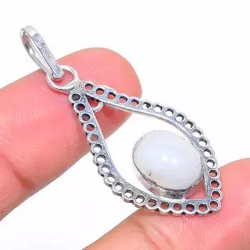 Подвеска из стерлингового серебра 925 пробы с натуральным радужным лунным камнем 1,81 дюйма i4m75