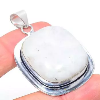 Подвеска из стерлингового серебра 925 пробы с натуральным радужным лунным камнем 2,21 дюйма h4t27