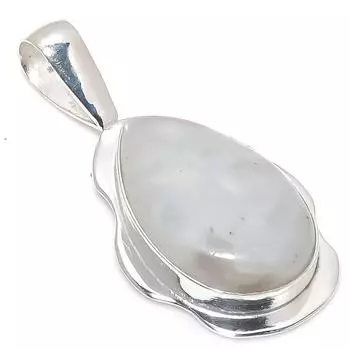 Подвеска из стерлингового серебра 925 пробы с натуральным радужным лунным камнем размером 1,97 дюйма E5q21