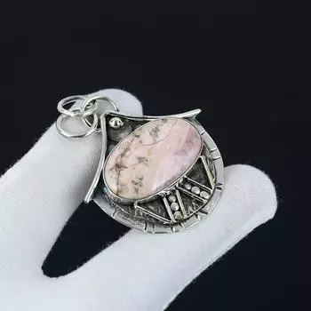 Подвеска из стерлингового серебра 925 пробы с родохрозитом ручной работы, старинная подвеска из натурального родохрозита, женские украшения, подвеска унисекс для нее 2.16 розовый