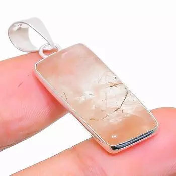 Подвеска из стерлингового серебра 925 пробы с натуральным золотым рутилом ручной работы 1,50 дюйма u1r78