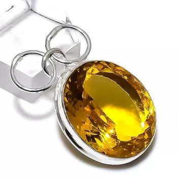Подвеска из стерлингового серебра 925 пробы с натуральным цитрином, 1,58 дюйма, i9G86