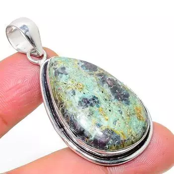 Подвеска из стерлингового серебра 925 пробы с драгоценным камнем RubyFuchsite, 2,01 дюйма, v7o14