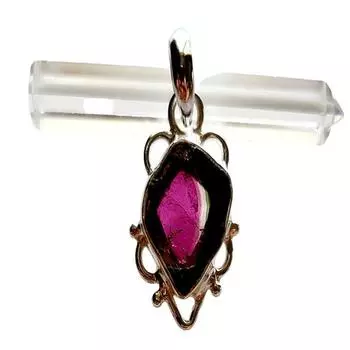 Подвеска из стерлингового серебра 925 пробы с натуральным розовым арбузом и турмалином, Gift035