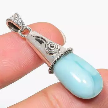 Подвеска из стерлингового серебра 925 пробы с драгоценным камнем Natural Republic Larimar 1,75 дюйма A9k89