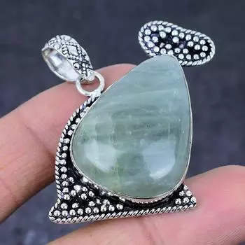 Подвеска из стерлингового серебра 925 пробы с натуральным аквамарином ручной работы 1,89 дюйма E7d50