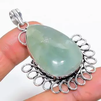 Подвеска из стерлингового серебра 925 пробы с натуральным аквамарином ручной работы 2,32 дюйма D9s50