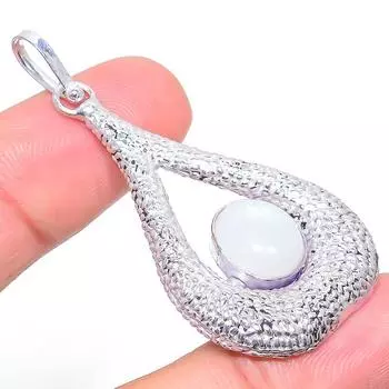 Подвеска из стерлингового серебра 925 пробы с натуральным радужным лунным камнем размером 2,25 дюйма L4q02