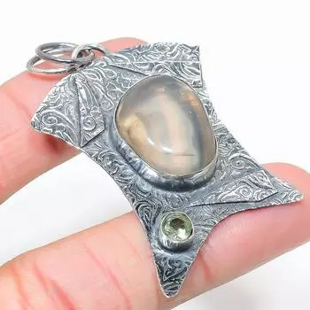 Подвеска из стерлингового серебра 925 пробы с натуральным флюоритом и цитрином 2,48 дюйма F8o79