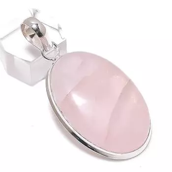 Подвеска из стерлингового серебра 925 пробы с натуральным розовым кварцем ручной работы 2,09 дюйма Y3I13