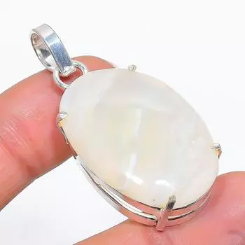 Подвеска из стерлингового серебра 925 пробы с натуральным шлейфовым агатом ручной работы 1,77 дюйма A0p02