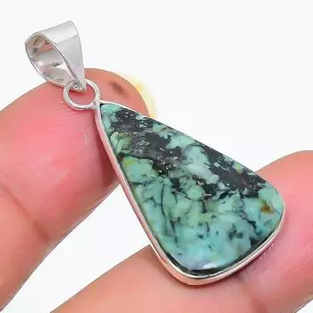 Подвеска из стерлингового серебра 925 пробы с натуральным хризопразом 1,58 дюйма S2u08