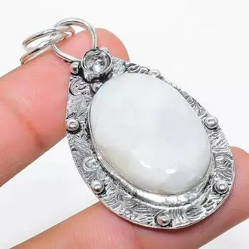 Подвеска из стерлингового серебра 925 пробы с натуральным радужным лунным камнем и белым топазом 2,29 дюйма j2O32