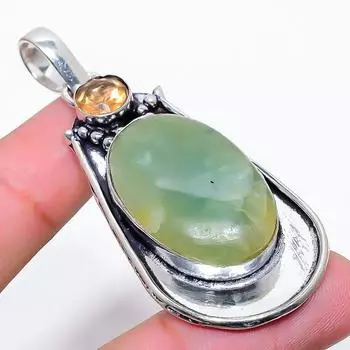 Подвеска из стерлингового серебра 925 пробы с натуральным аквамарином и морганитом 2,56 дюйма K3E47