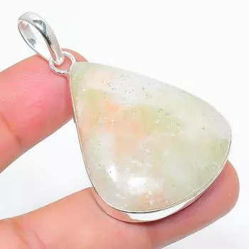 Подвеска из стерлингового серебра 925 пробы с натуральным оранжевым серафинитом 2,05 дюйма q7s90