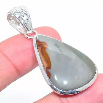 Подвеска из стерлингового серебра 925 пробы с натуральным полихромным яшмом 1,97 дюйма G2I42