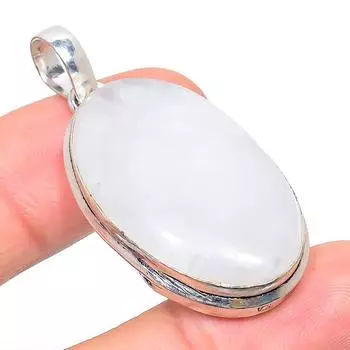 Подвеска из стерлингового серебра 925 пробы с натуральным радужным лунным камнем 1,85 дюйма o2V73