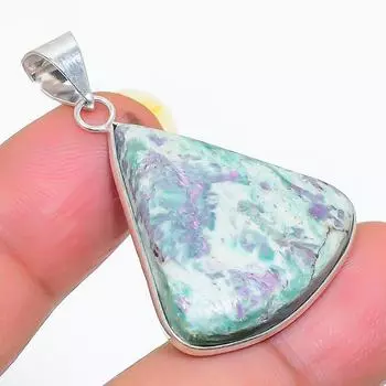 Подвеска из стерлингового серебра 925 пробы с натуральным рубином и фукситом 1,62 дюйма O3a75