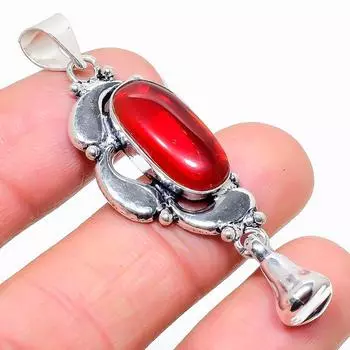 Подвеска из стерлингового серебра 925 пробы с натуральным мозамбикским гранатом 2,17 дюйма i3K79