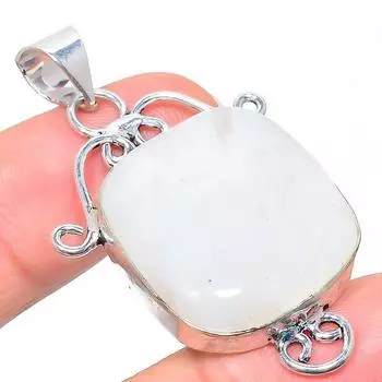 Подвеска из стерлингового серебра 925 пробы с натуральным радужным лунным камнем 2,01 дюйма Q8T51