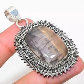 Подвеска из стерлингового серебра 925 пробы с натуральным флюоритом ручной работы 2,40 дюйма i4O53