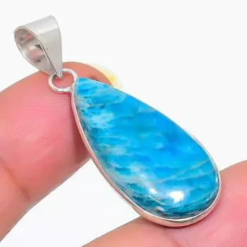 Подвеска из стерлингового серебра 925 пробы с натуральным неоново-голубым апатитом 1,62 дюйма d1s85