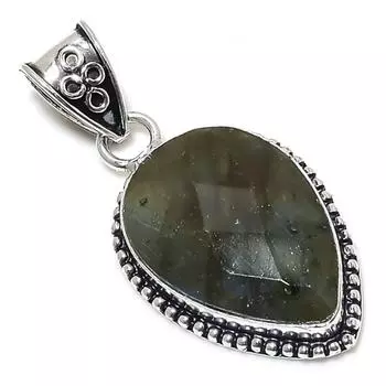 Подвеска из стерлингового серебра 925 пробы с драгоценным камнем лабрадоритом 1,97 дюйма i0M47
