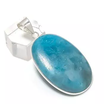 Подвеска из стерлингового серебра 925 пробы с драгоценным камнем Ларимар 2,01 дюйма o3E00