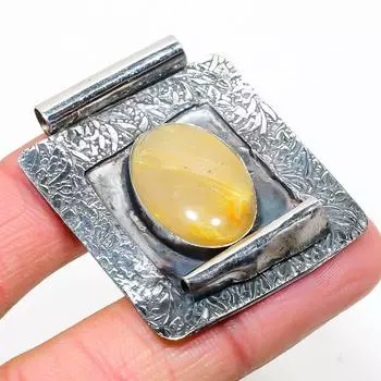 Подвеска из стерлингового серебра 925 пробы с натуральным золотым рутилом 1,77 дюйма k6E01