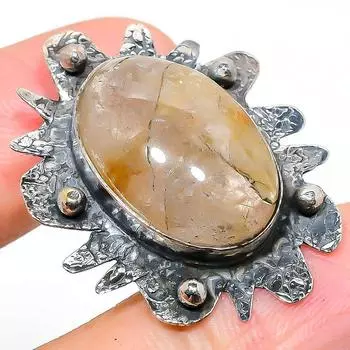 Подвеска из стерлингового серебра 925 пробы с натуральным золотым рутилом 1,46 дюйма E7T50