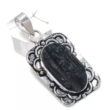 Подвеска из стерлингового серебра 925 пробы с черным турмалином 2,01 дюйма E1o65