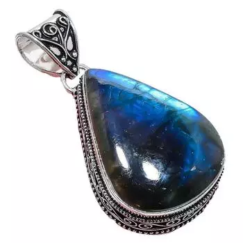 Подвеска из стерлингового серебра 925 пробы с драгоценным камнем лабрадоритом 2,17 дюйма AH-848 2.2 чёрный