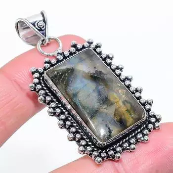 Подвеска из стерлингового серебра 925 пробы с драгоценным камнем лабрадоритом 2,29 дюйма w2r43