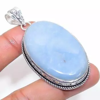 Подвеска из стерлингового серебра 925 пробы с камнем ангелит 2,56 дюйма R9Z20