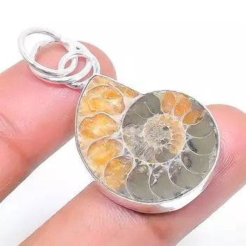 Подвеска из стерлингового серебра 925 пробы с ископаемым аммонитом 1,65 дюйма a6h86