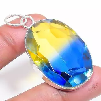 Подвеска из стерлингового серебра 925 пробы с двухцветным турмалином, ручная работа, 2,05 дюйма, a7E02