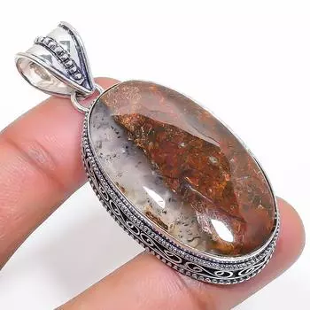 Подвеска из стерлингового серебра 925 пробы с хризопразом ручной работы 2,25 дюйма F9U30