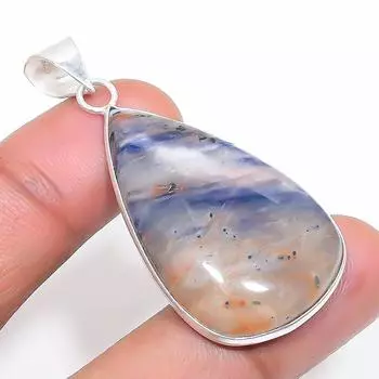 Подвеска из стерлингового серебра 925 пробы с натуральным содалитом 1,89 дюйма h4q83