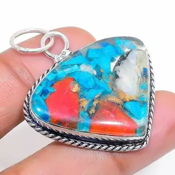 Подвеска из стерлингового серебра 925 пробы с натуральным колючим камнем-устрицей 1,77 дюйма C3j27