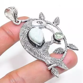 Подвеска из стерлингового серебра 925 пробы с натуральным аквамарином и цаворитом 2,56 дюйма Y6y18