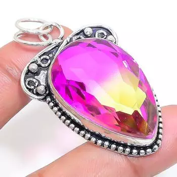 Подвеска из стерлингового серебра 925 пробы с натуральным двухцветным турмалином 2,25 дюйма C5r10