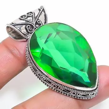 Подвеска из стерлингового серебра 925 пробы с натуральным хромдиопсидом 2,05 дюйма T2W65
