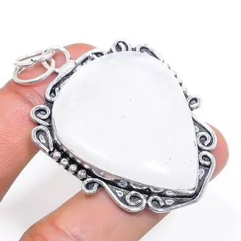 Подвеска из стерлингового серебра 925 пробы с натуральным селенитом 2,40 дюйма r1j68