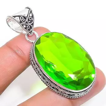 Подвеска из стерлингового серебра 925 пробы с натуральным драгоценным камнем перидотом 2,17 дюйма n2T33